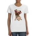 thumbnail image 1 of Pug With Heart Glasses T-Shirt Women -Smartprints Designs, Female XX-Large, 1 of 4