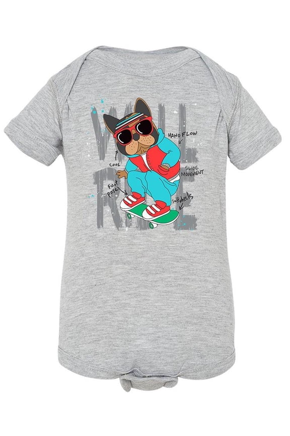 Pug With Skateboard Bodysuit Infant -Image by Shutterstock,  Newborn