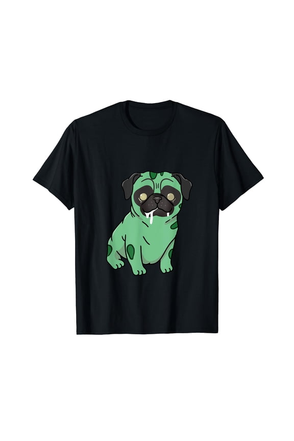 Pug Zombie Pug Halloween Black T-Shirt Gift Top