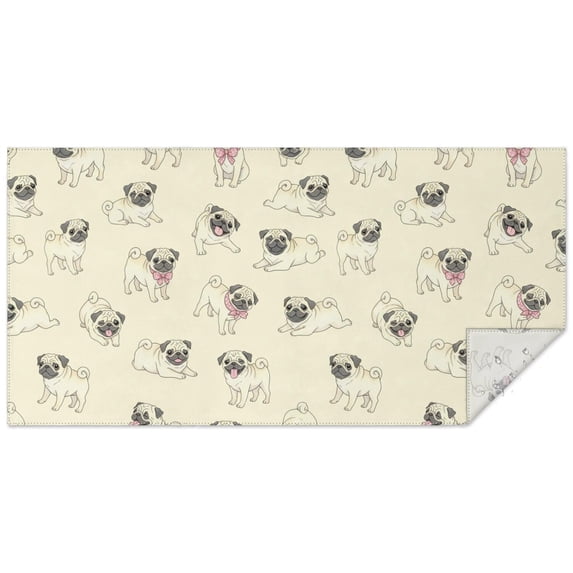 Pug and Bows Cream Pattern Waterproof Tablecloth, Rectangular ...