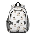 thumbnail image 1 of Pug and Dog Paw Print White Pattern Backpack for School, Cute School Bag with Adjustable Shoulder Straps and Padded Back, 15"x11.42"x5.5", 1 of 5