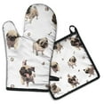thumbnail image 1 of Pug and Footprint Kitchen Oven Mitt and Pot Holder Sets 2 Pcs for Baking, Cooking and Grilling, Heat Resistant Up To 392 °F, 1 of 7