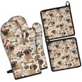 thumbnail image 1 of Pug and Footprint Kitchen Oven Mitt and Pot Holder Sets 4 Pcs for Baking, Cooking and Grilling, Heat Resistant Up To 392 °F, 1 of 7