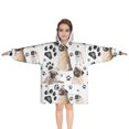 thumbnail image 1 of Pug and Footprints Blanket Hoodies for Kids 6-13YR Oversize Wearable Blanket Hoodies for Boys Girls Teens, 1 of 7