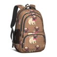 thumbnail image 1 of Pug and Glasses Brown Pattern Backpack for School, Cute School Bag with Adjustable Shoulder Straps and Padded Back, 16.9"x12.6"x5.9", 1 of 5