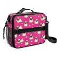thumbnail image 1 of Pug and Hearts Pink Pattern Insulated Lunch Bag with Shoulder Strap and Bottle Holder,Bento School Lunch Bag Box,11x9.5x3.5 Inches, 1 of 5