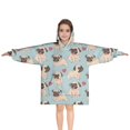 thumbnail image 1 of Pug and Love Heart Blanket Hoodies for Kids 6-13YR Oversize Wearable Blanket Hoodies for Boys Girls Teens, 1 of 7