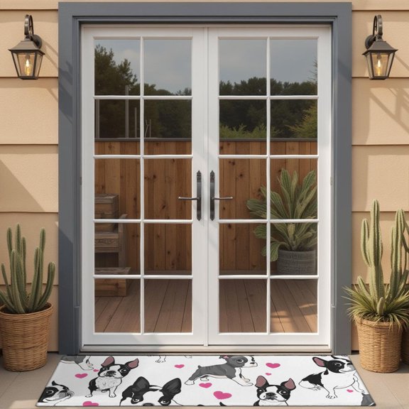 Pug and Love Heart Door Rugs,Washable Non Slip Door Mats Indoor,Decorative Door Mats,Entry Mat Indoor for Entrance,Bedroom,Kitchen,Bathroom,16"x47"