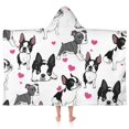 thumbnail image 1 of Pug and Love Heart Hooded Bath Towel，50"x30" for Ages 3 To 12 Kids, Quick Dry Lightweight Soft Microfiber Hood Beach Towel Cover Up for Kids, 1 of 7