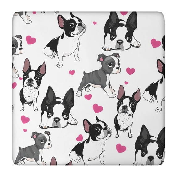 Pug and Love Heart Square Fitted Tablecloth with Elastic Edge,Square Table Cover,Washable Elastic Table Cover for Home Kitchen Party Decor 36"x36"