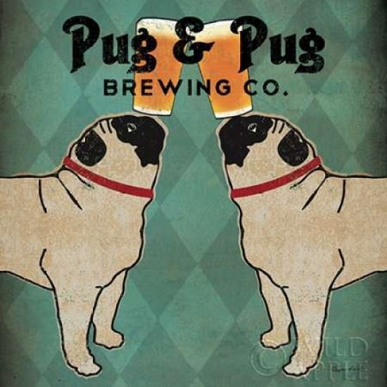 Pug and Pug Brewing Square Canvas Art - Ryan Fowler (24 x 24)
