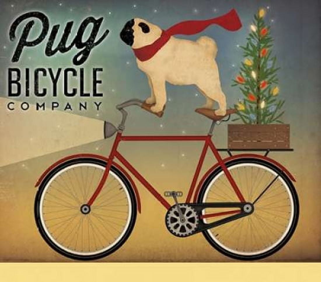 Pug on a Bike Canvas Art - Ryan Fowler (24 x 24)