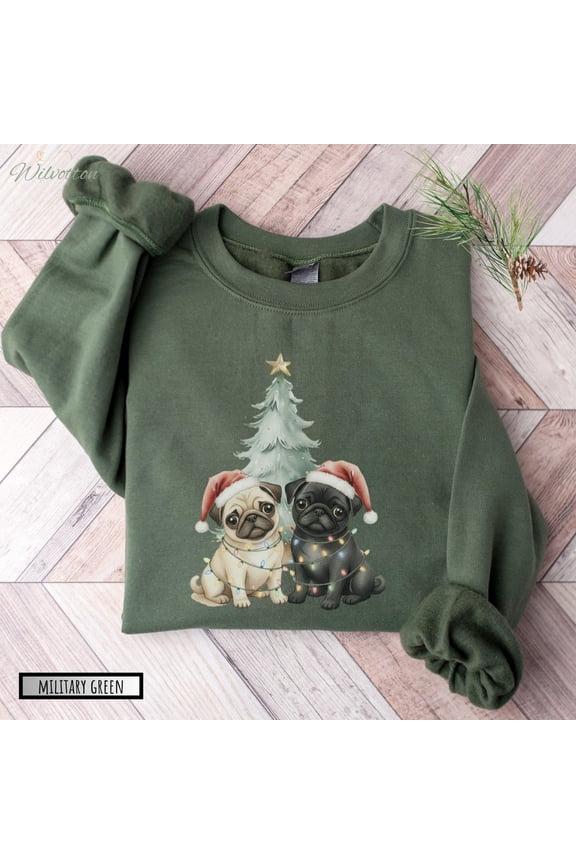 Pug season Sweatshirt, Black and Fawn Pug Sweater, Cute Pug Mom, Pug Lover Shirt Sweatshirt, Pug season Sweater All Size S-5Xl Sweatshirt All Size S-5XL