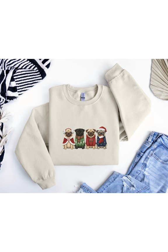 Pug season Sweatshirt, Cute season Dog Pullover, Pug for Dog Lovers, Winter Pug Crewneck, Cozy Pug Parent Shirt, F7219 Tshirt All Size S-5XL