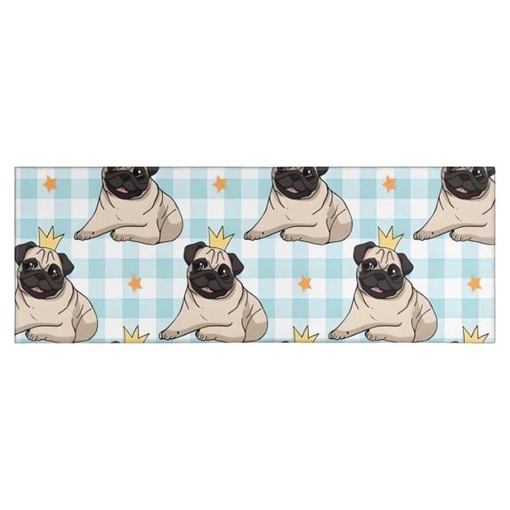 Pug with Crown Kitchen Rug Mat,Kitchen Runner Rugs Non Skid Washable,Decorative Kitchen Floor Mats for Kitchen,Sink,Laundry,17"X47"