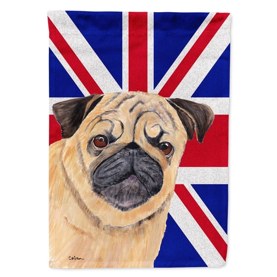 Pug with English Union Jack British Flag House Flag
