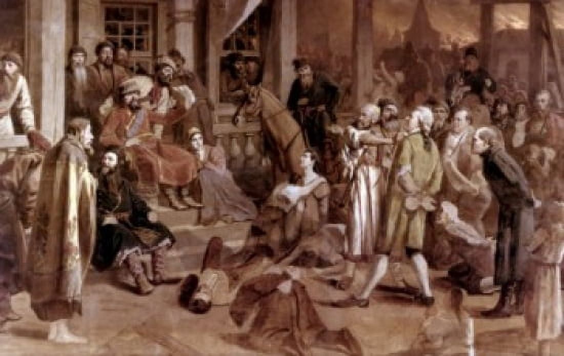 Pugachev Administering Justice to the Population by Vasili Grigorevich Perov oil on canvas 1879 1834-1882 Russia Moscow The History Museum Canvas Art - Vasili Grigorevich Perov (18 x 24)