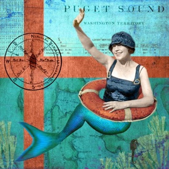 Puget Sound Mermaid Canvas Art - Sandy Lloyd (22 x 22)