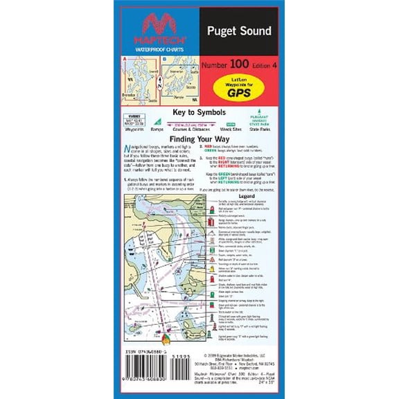 Pre-Owned Maptech Waterproof Maps: Puget Sound, Number 100 Paperback