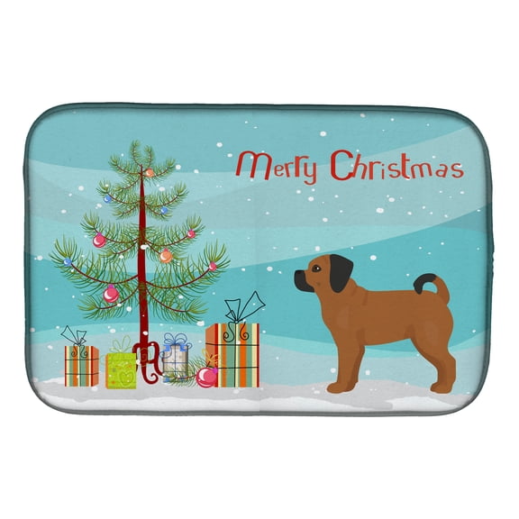 Puggle Christmas Tree Dish Drying Mat
