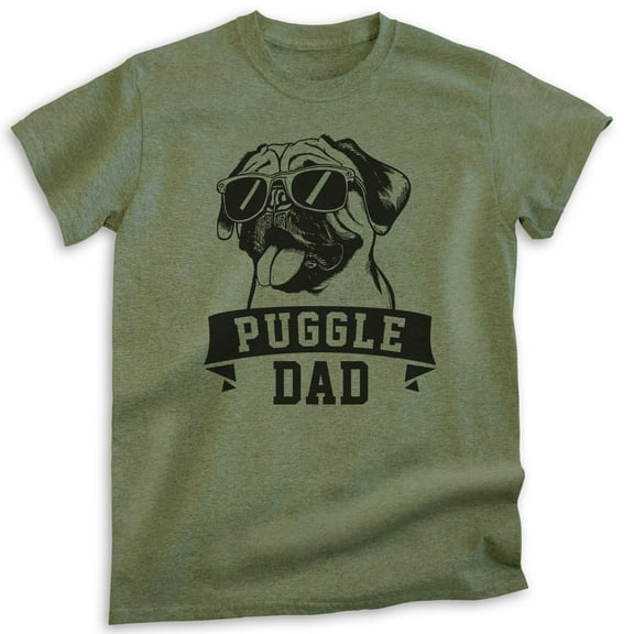 Puggle Dad T-shirt, Unisex Men's Shirt, Puggle Owner, Best Dog Dad Gift, Heather Military Green, Large