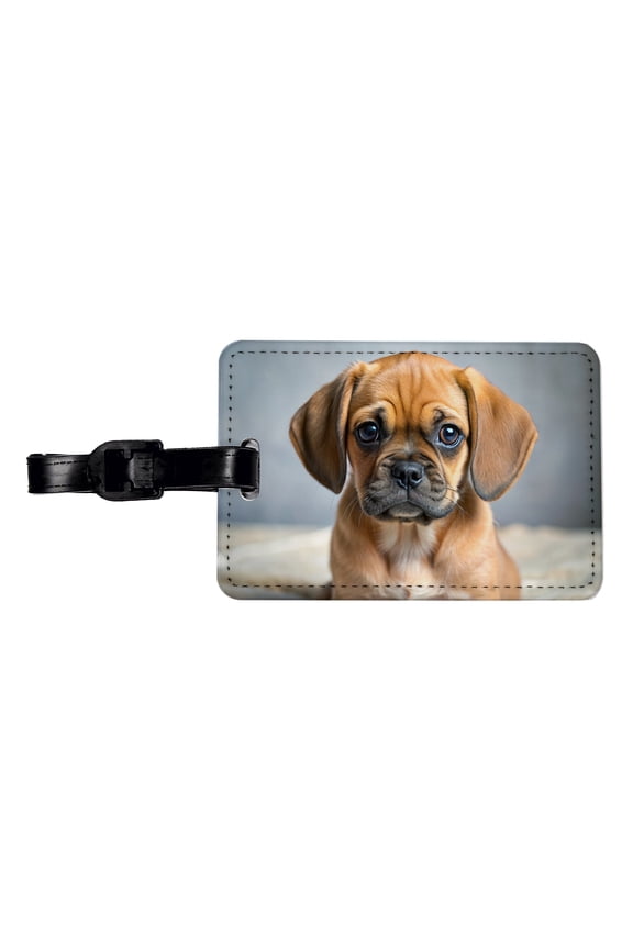 Puggle Dog Puppy Photo Faux Leather Travel Luggage Tag