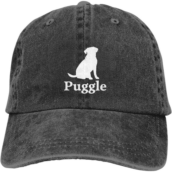Puggle Funny Hat Adjustable Denim Baseball Cap Black Dad Hat Men Women