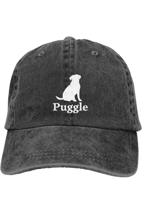 Puggle Funny Hat Adjustable Denim Baseball Cap Black Dad Hat Men Women