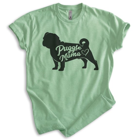 Puggle Mama T-shirt, Unisex Women's Shirt, Puggle Owner, Best Dog Mama Gift, Heather Apple Green, X-Small