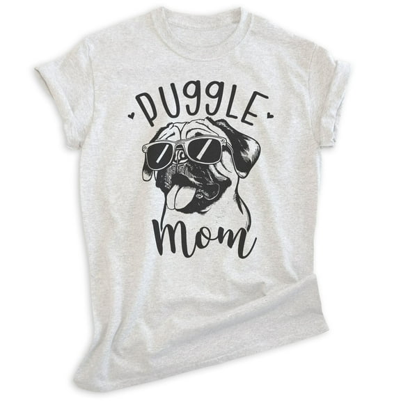 Puggle Mom T-shirt, Unisex Women's Shirt, Puggle Owner, Best Dog Mom Gift, Heather Ash, X-Small