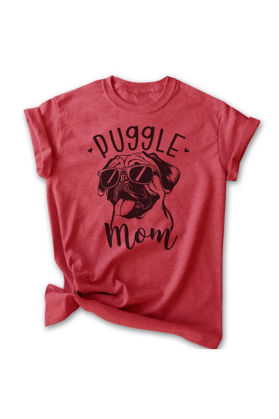 Puggle Mom T-shirt, Unisex Women's Shirt, Puggle Owner, Best Dog Mom Gift, Heather Red, XX-Large