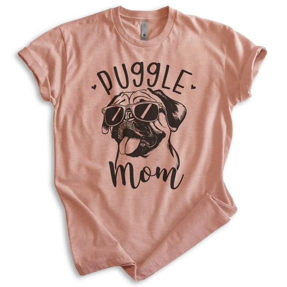 Puggle Mom T-shirt, Unisex Women's Shirt, Puggle Owner, Best Dog Mom Gift, Heather Sunset, Large