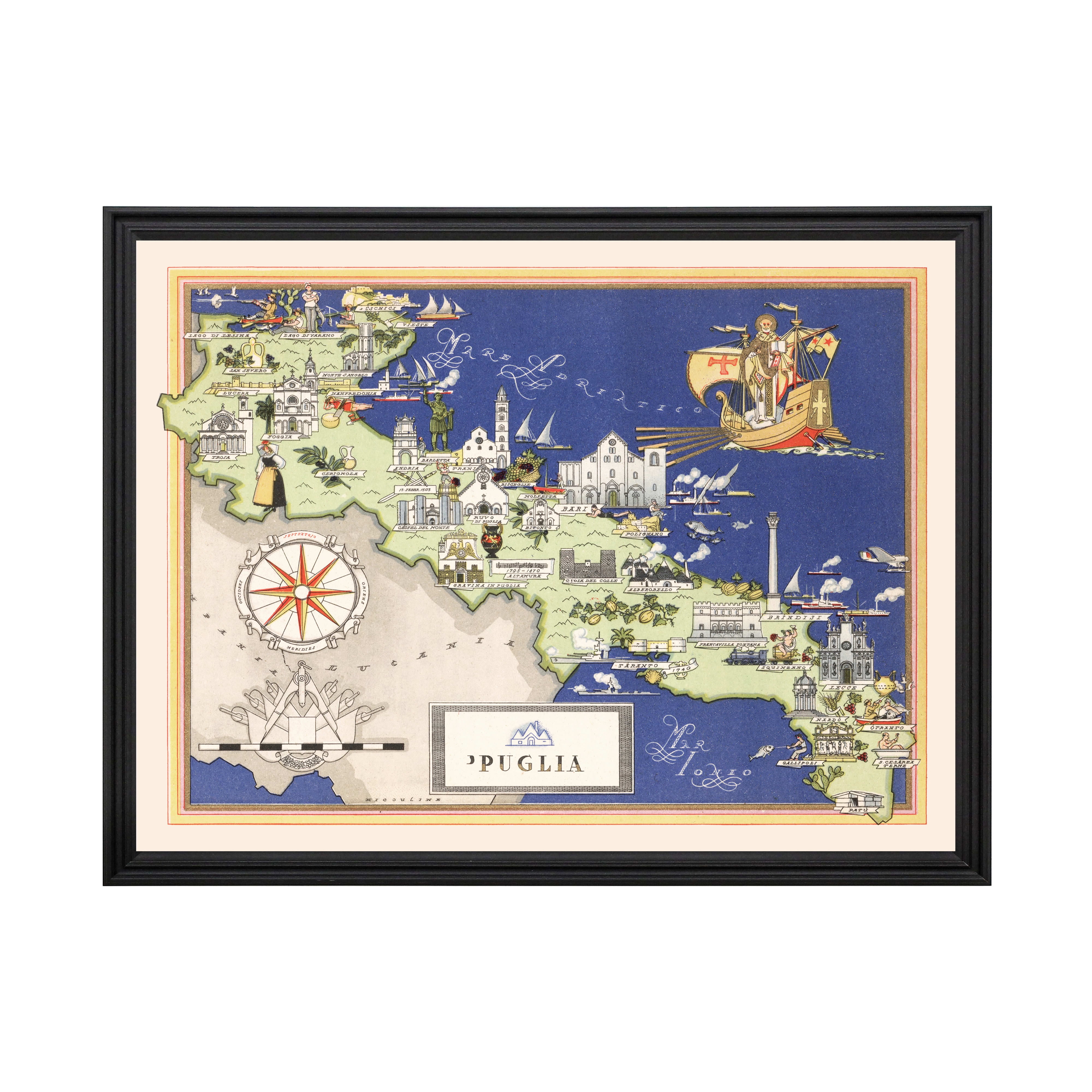 Puglia Italy Italy Art, 1938 Vintage Map of Puglia Italy Italy History ...