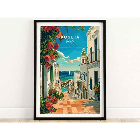 Puglia Poster Italy Puglia Wall Art Print Italy Travel Poster Italy Home Decor Apulia Artw