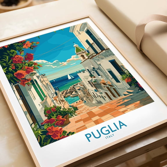 Puglia Print Italy Travel Poster Rustic Village Wall Decor Style Souvenir Italian Gift Ide
