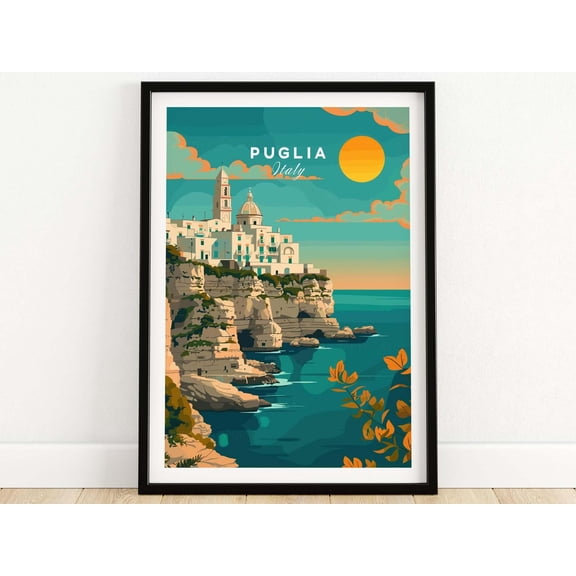 Puglia Travel Print Puglia Wall Art Print Italy Travel Poster Italy Home Decor Apulia Artw