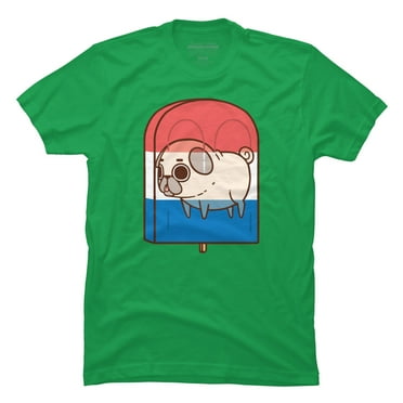Puglie Pugsicle Mens Kelly Green Graphic Tee - Design By Humans  S
