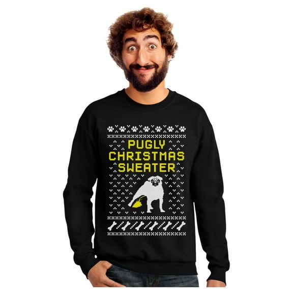 Tstars Pugly Christmas - Funny Pug Ugly Christmas Xmas Party Sweatshirt Medium Black