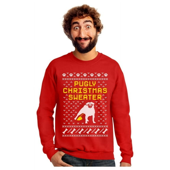 Tstars Pugly Christmas - Funny Pug Ugly Christmas Xmas Party Sweatshirt Medium Red