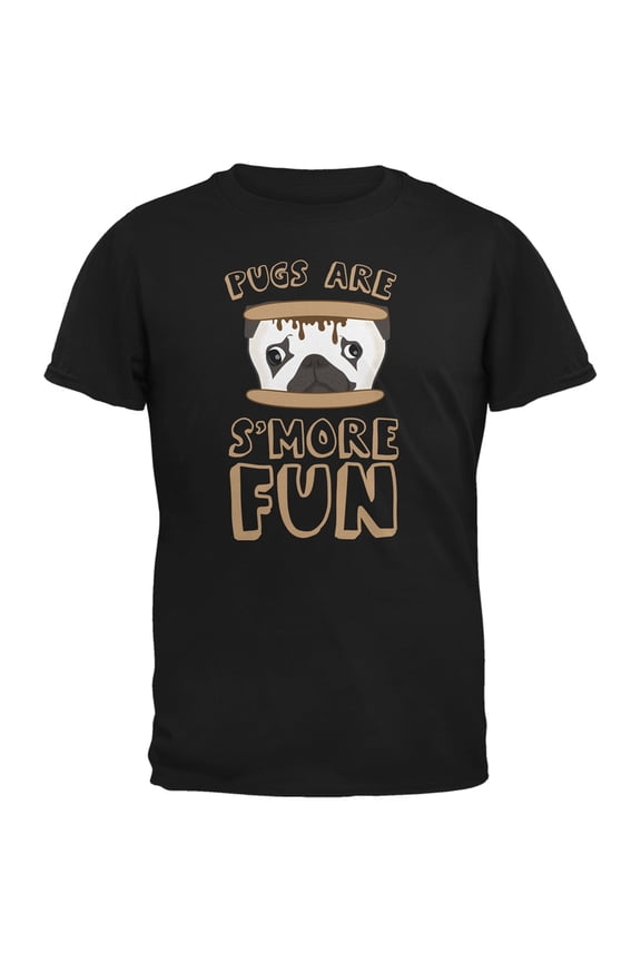 Pugs Are S'More Fun Black Adult T-Shirt - Small