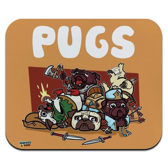 Pugs Games RPG Pickup Groups LFG Rogue Wizard Warrior Ranger 2 Low Profile Thin Mouse Pad Mousepad