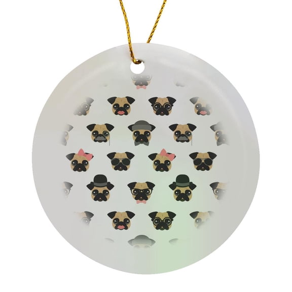 3drose, Pugs in Disguise, Circle Porcelain Ornament