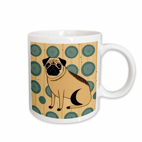 3drose, Pugs Lounge in a Scene of Mid-century Modern Design, 11oz Mug