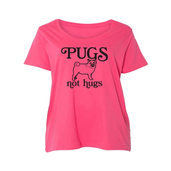 Pugs Not Hugs Womens Plus Size Scoopneck Tee