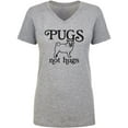 thumbnail image 1 of Pugs Not Hugs Womens V-Neck T-Shirt, 1 of 3