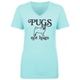thumbnail image 1 of Pugs Not Hugs Womens V-Neck T-Shirt, 1 of 3
