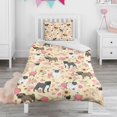 thumbnail image 1 of Pugs and Flowers Duvet Cover and Pillowcase Set for Single Bedding, Bedroom Accessories for Kids Teens, 1 of 5