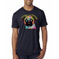thumbnail image 1 of Pugs and Kisses Cute Dog Neon Rainbow Pug Dog Lover Mens Premium Tri Blend T-Shirt, Vintage Navy, X-Large, 1 of 3