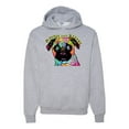 thumbnail image 1 of Pugs and Kisses Cute Dog Neon Rainbow Pug Dog Lover Unisex Graphic Hoodie Sweatshirt, Heather Grey, Small, 1 of 3