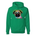 thumbnail image 1 of Pugs and Kisses Cute Dog Neon Rainbow Pug Dog Lover Unisex Graphic Hoodie Sweatshirt, Kelly, 2XL, 1 of 3